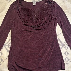 KEREN hart Maroon Cowl Neck Blouse